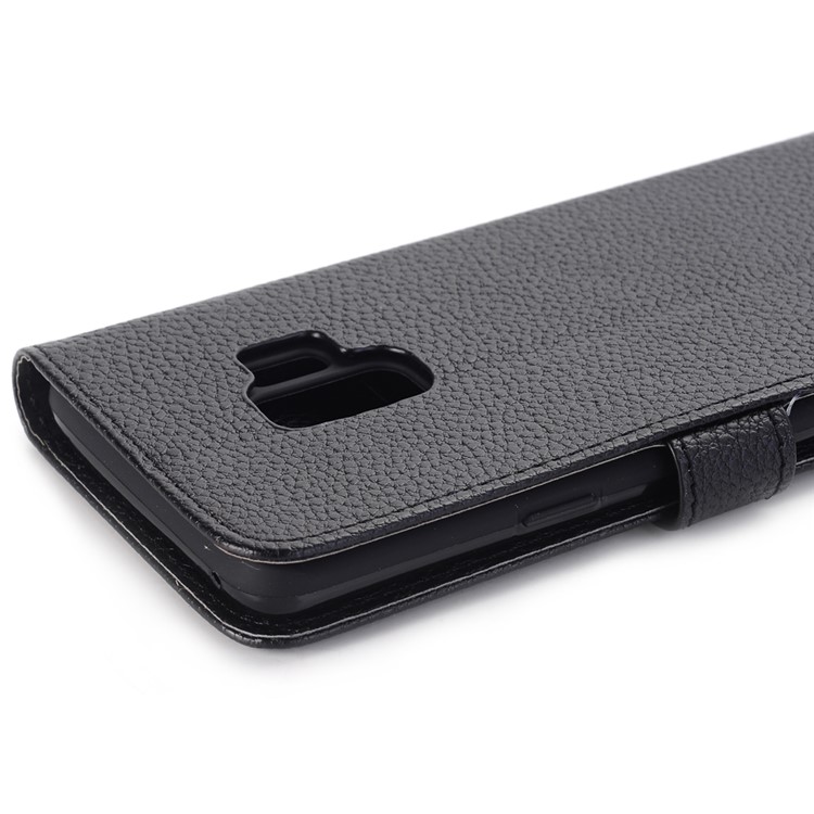 Litchi Texture Wallet Stand Leather Mobile Phone Case for Samsung Galaxy S9 G960 - Black-8