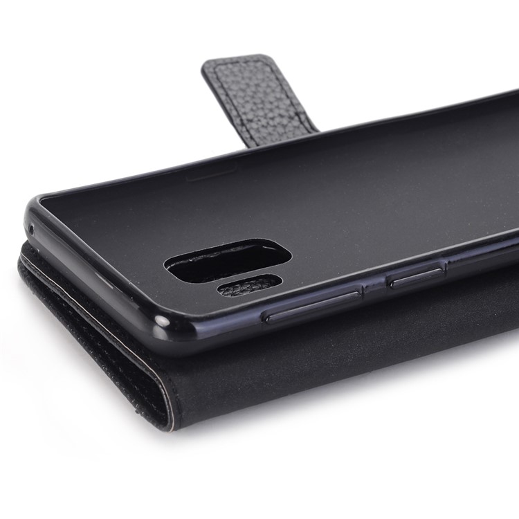 Litchi Texture Wallet Stand Leather Mobile Phone Case for Samsung Galaxy S9 G960 - Black-9