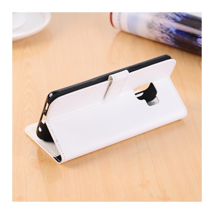 Litchi Texture PU Leather Wallet Stand Mobile Phone Shell for Samsung Galaxy S9 G960 - White-3
