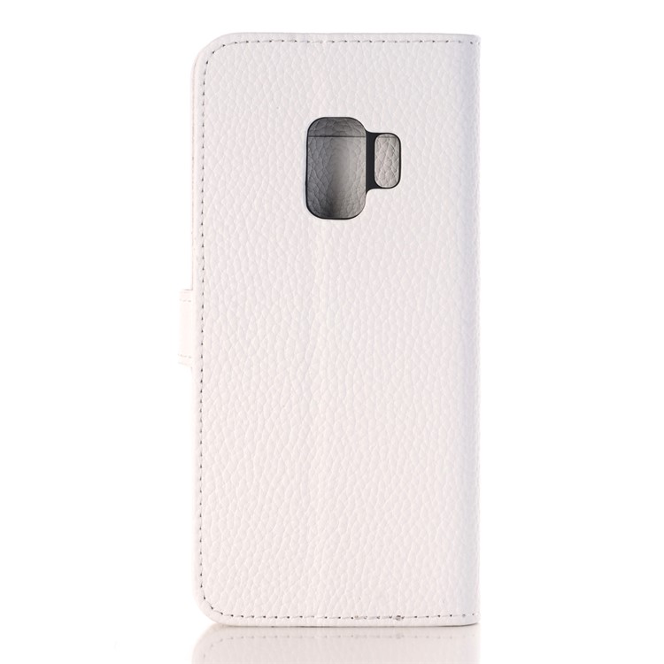 Litchi Texture PU Leather Wallet Stand Mobile Phone Shell for Samsung Galaxy S9 G960 - White-6