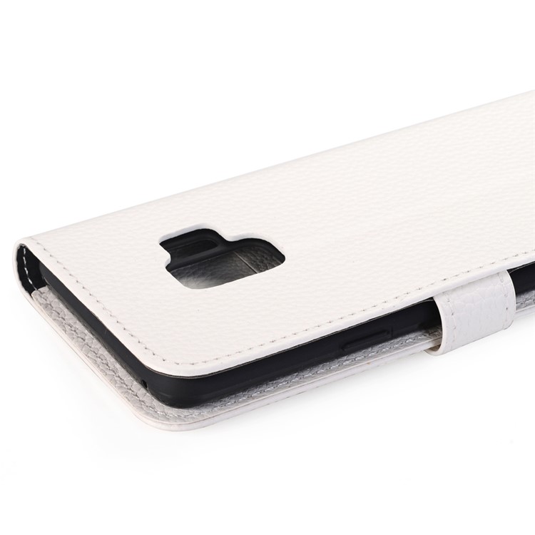 Litchi Texture PU Leather Wallet Stand Mobile Phone Shell for Samsung Galaxy S9 G960 - White-8