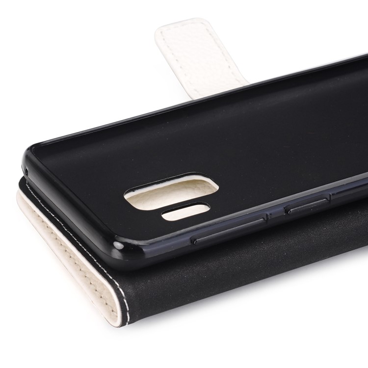 Litchi Texture PU Leather Wallet Stand Mobile Phone Shell for Samsung Galaxy S9 G960 - White-9