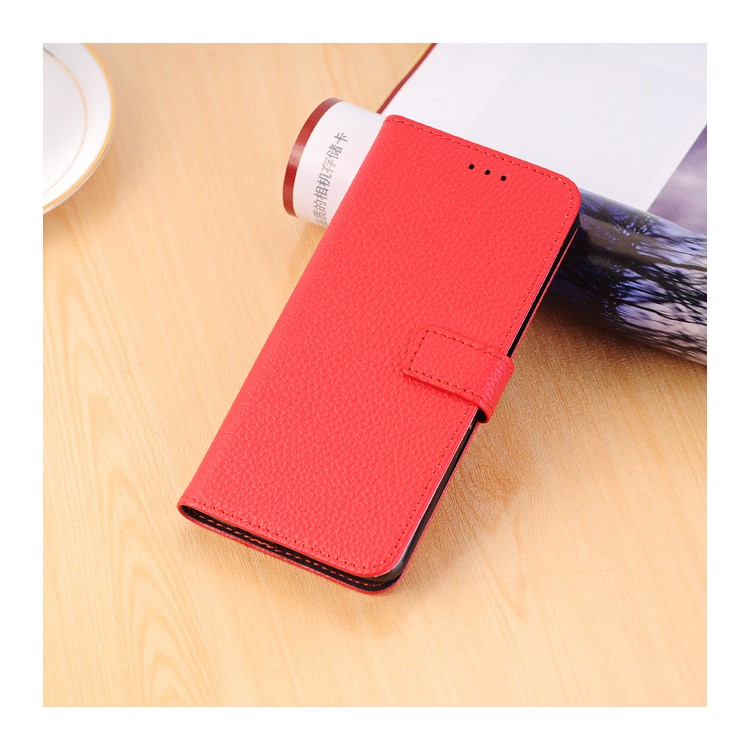 Litchi Texture Wallet Stand Leather Cell Phone Cover for Samsung Galaxy S9 G960 - Red-1