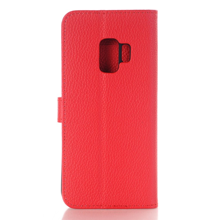 Litchi Texture Wallet Stand Leather Cell Phone Cover for Samsung Galaxy S9 G960 - Red-6