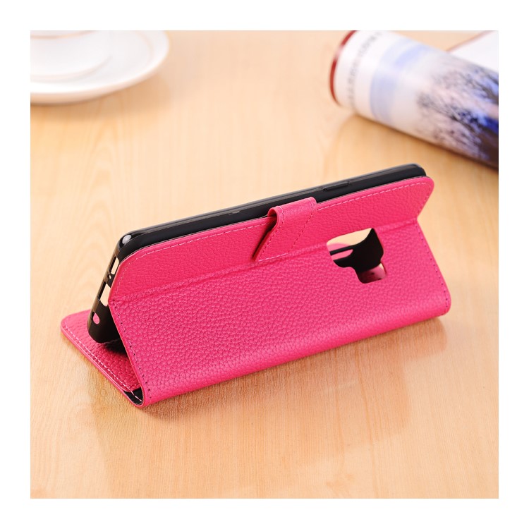 Litchi Texture Wallet Stand Leather Phone Casing for Samsung Galaxy S9 G960 - Rose-3