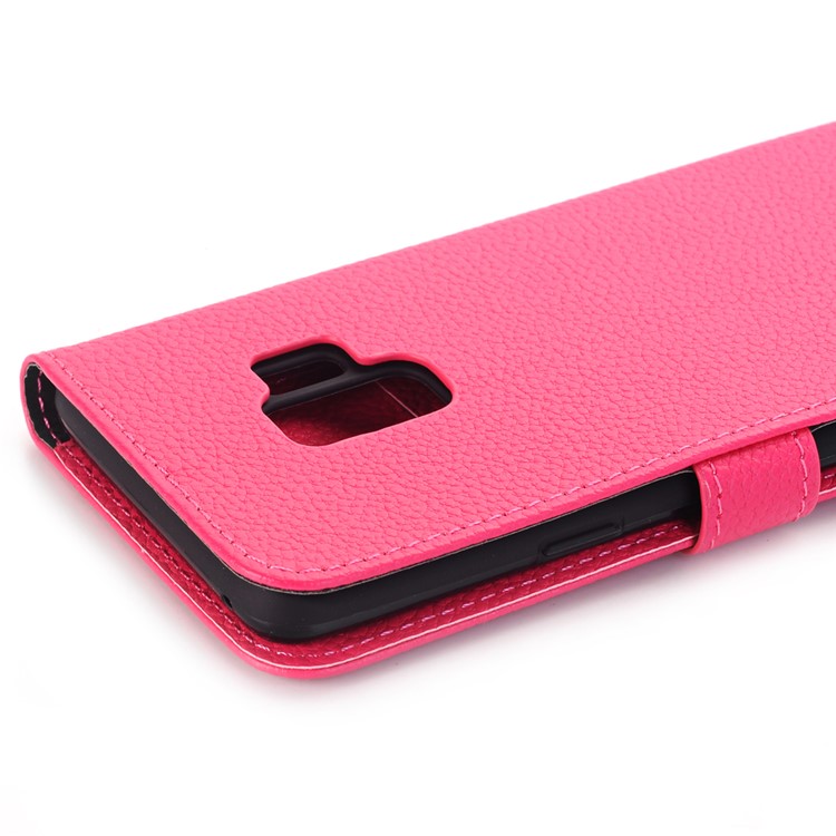 Litchi Texture Wallet Stand Leather Phone Casing for Samsung Galaxy S9 G960 - Rose-8