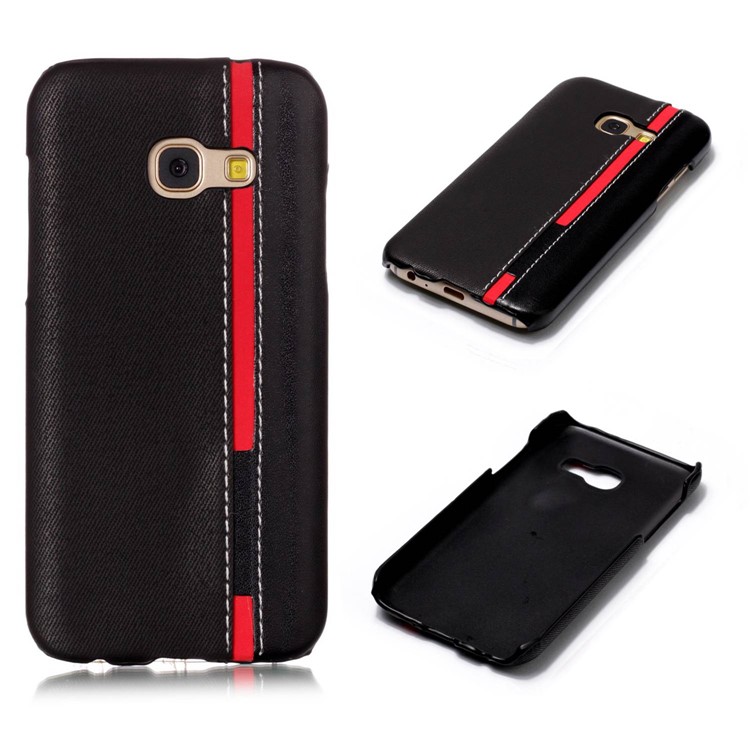 Contrast Color PU Leather Coated PC Back Case for Samsung Galaxy A3 (2017) - Black-1