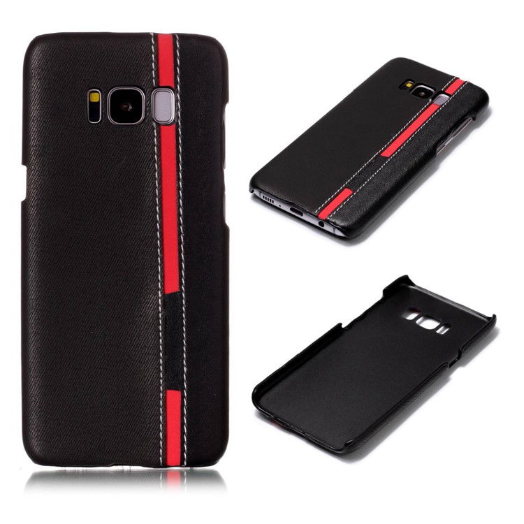 For Samsung Galaxy S8 G950 Contrast Color PU Leather Coated PC Accessory Case - Black-1