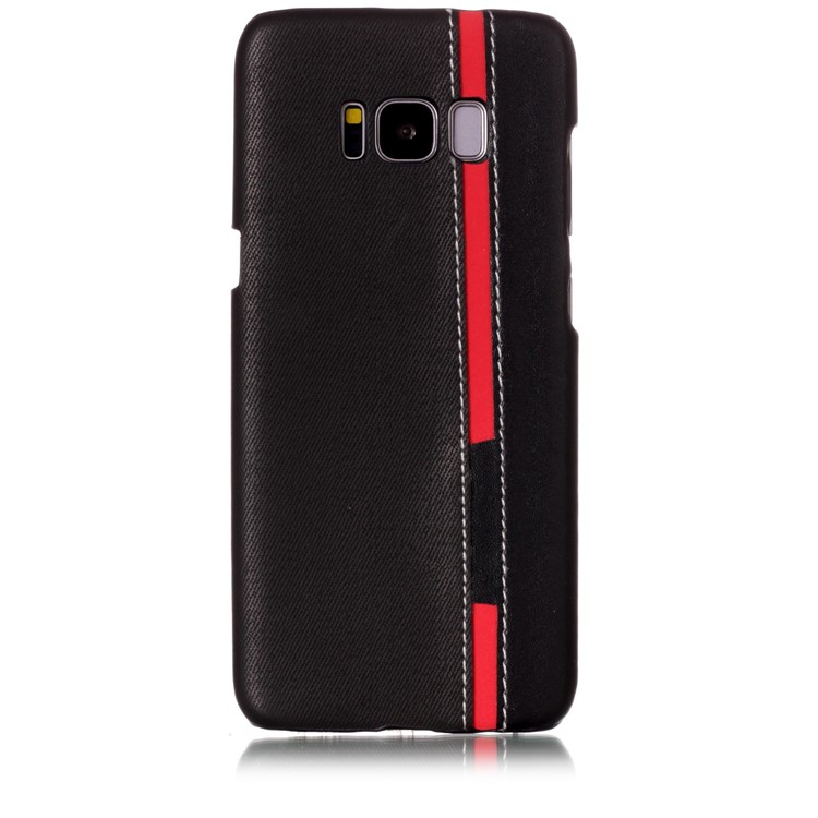 For Samsung Galaxy S8 G950 Contrast Color PU Leather Coated PC Accessory Case - Black-2