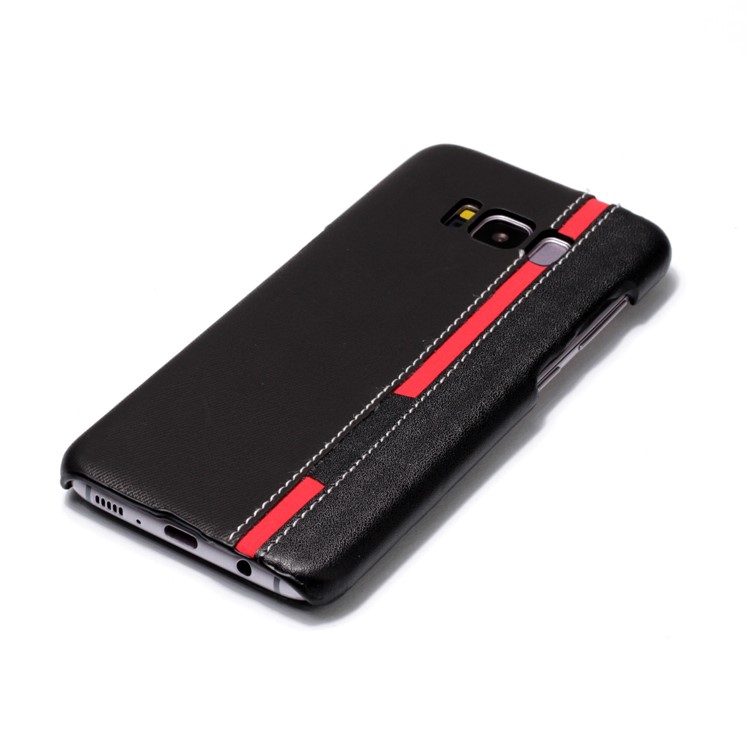 For Samsung Galaxy S8 G950 Contrast Color PU Leather Coated PC Accessory Case - Black-4