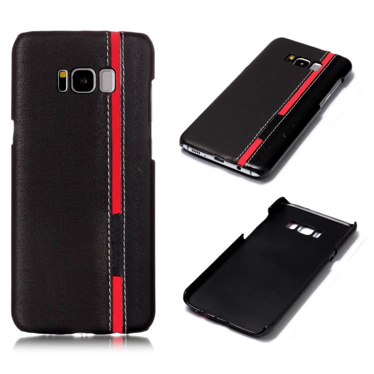 Contrast Color PU Leather Coated PC Back Casing for Samsung Galaxy S8 Plus SM-G955 - Black-1