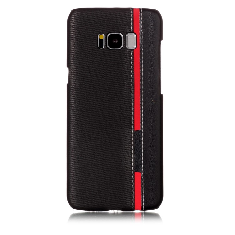 Contrast Color PU Leather Coated PC Back Casing for Samsung Galaxy S8 Plus SM-G955 - Black-2