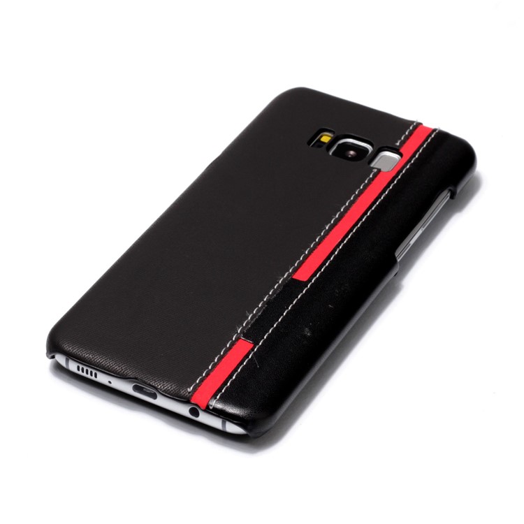 Contrast Color PU Leather Coated PC Back Casing for Samsung Galaxy S8 Plus SM-G955 - Black-4