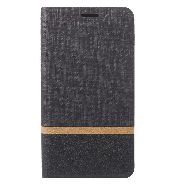 Bi-color Cross Texture Leather Card Holder Flip Stand Phone Case for Samsung Galaxy J2 Pro 2018 Built-in Steel Sheet - Black-3