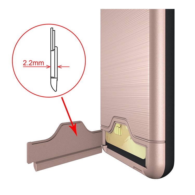 Brushed PC + TPU Hybrid Kickstand Phone Case with Card Holder for Samsung Galaxy S9 - Rose Gold-7
