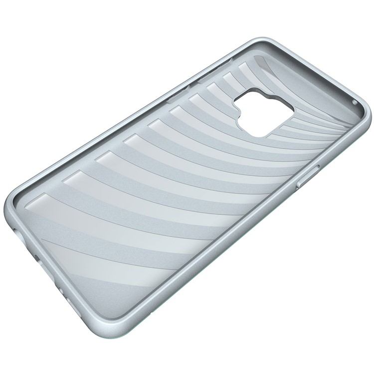 Brushed PC + TPU Hybrid Kickstand Shell Case with Card Slot for Samsung Galaxy S9 - Cyan-8