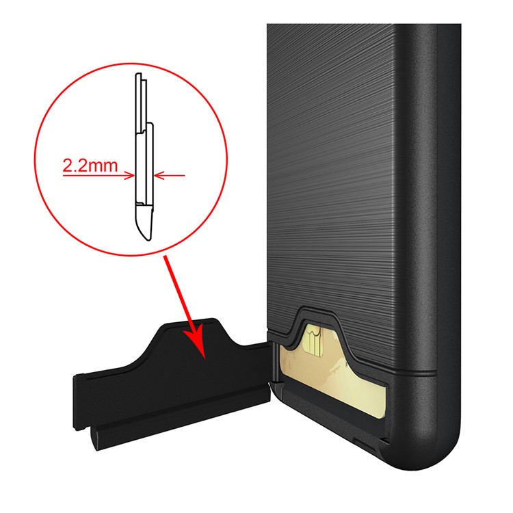 For Samsung Galaxy S9+ G965 Brushed PC TPU Hybrid Kickstand Card Holder Case - Black-7