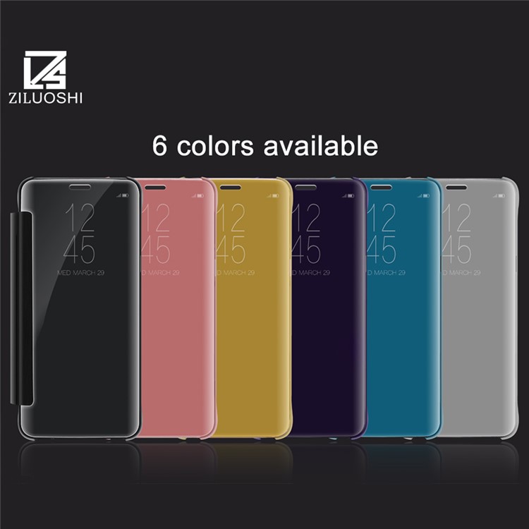 Visão De Informação Estofada Espelho Superfície Couro Estojo De Telefone Celular Para Samsung Galaxy S9 + G965 - Preto-4