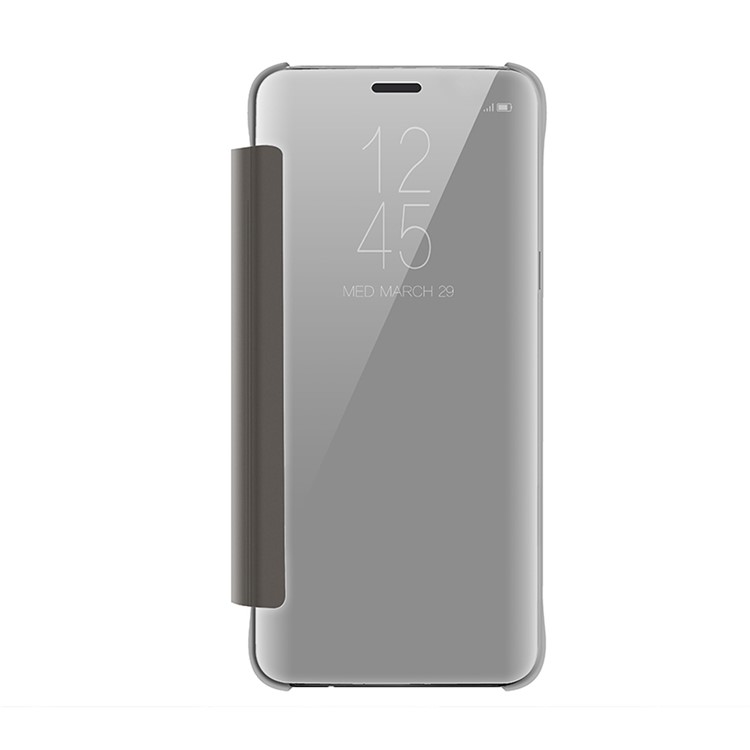 Information View Plated Mirror Surface Leather Cell Phone Cover for Samsung Galaxy S9+ G965 - Grey-1