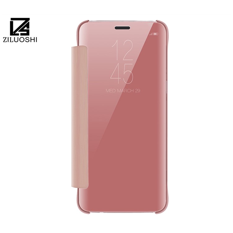 Information View Plated Mirror Surface Leather Cell Phone Shell for Samsung Galaxy S9+ G965 - Rose Gold-2