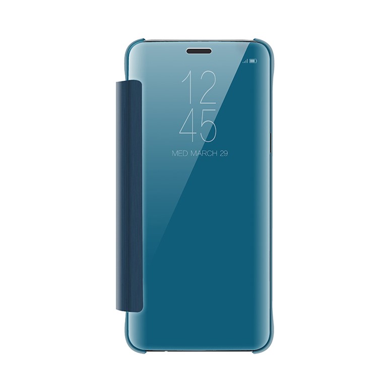 Information View Plated Mirror Surface Leather Mobile Phone Cover for Samsung Galaxy S9+ G965 - Blue-1