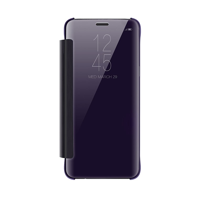 Information View Plated Mirror Surface Leather Protective Phone Case for Samsung Galaxy S9+ G965 - Purple-1