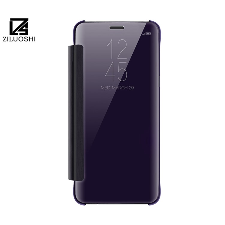 Information View Plated Mirror Surface Leather Protective Phone Case for Samsung Galaxy S9+ G965 - Purple-2
