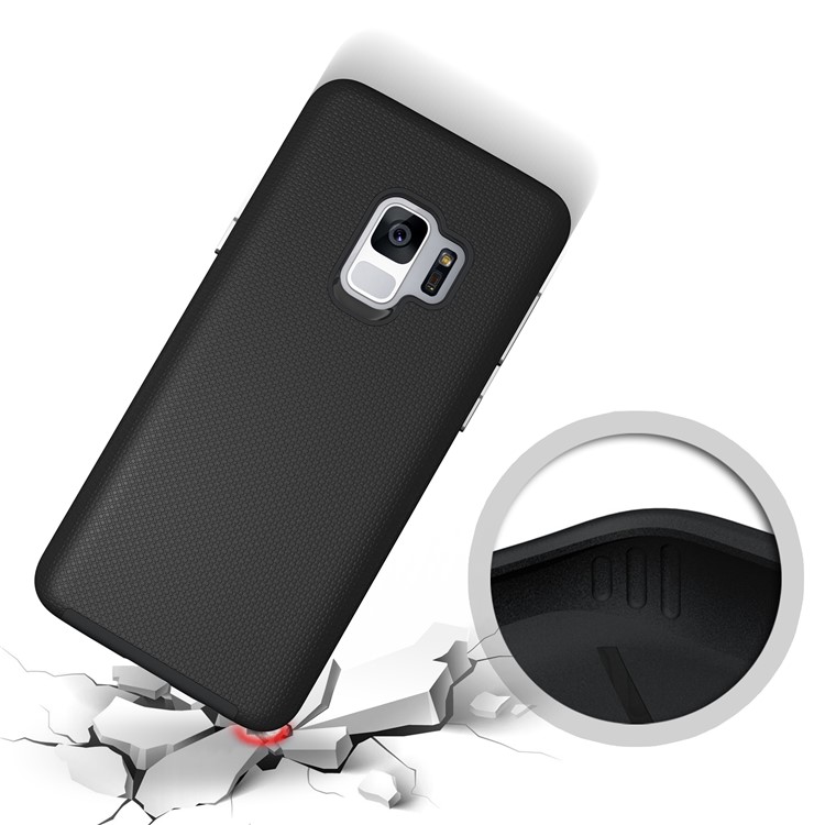 Anti-skid PC + TPU Hybrid Armor Case for Samsung Galaxy S9 - Black-9