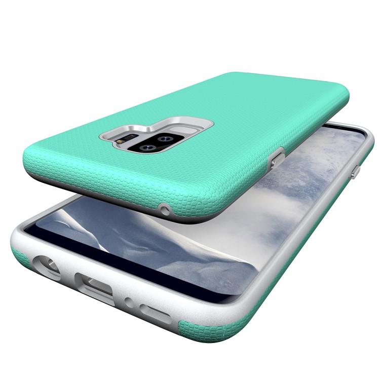 Anti-skid PC + TPU Protector Armor Cover for Samsung Galaxy S9 Plus - Cyan-8