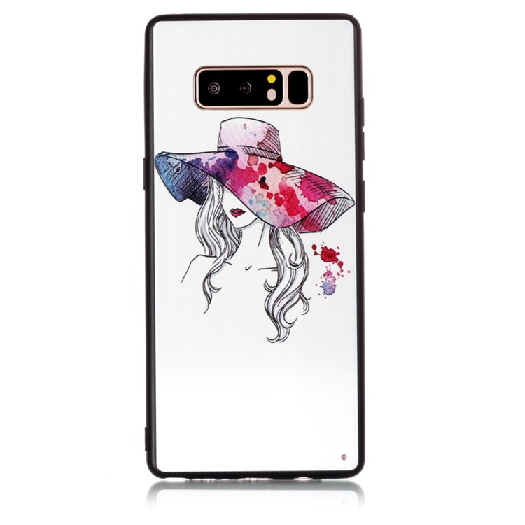 Pattern Printing TPU + PC Hybrid Back Case for Samsung Galaxy Note 8 - Girl Wearing Colorful Hat-1