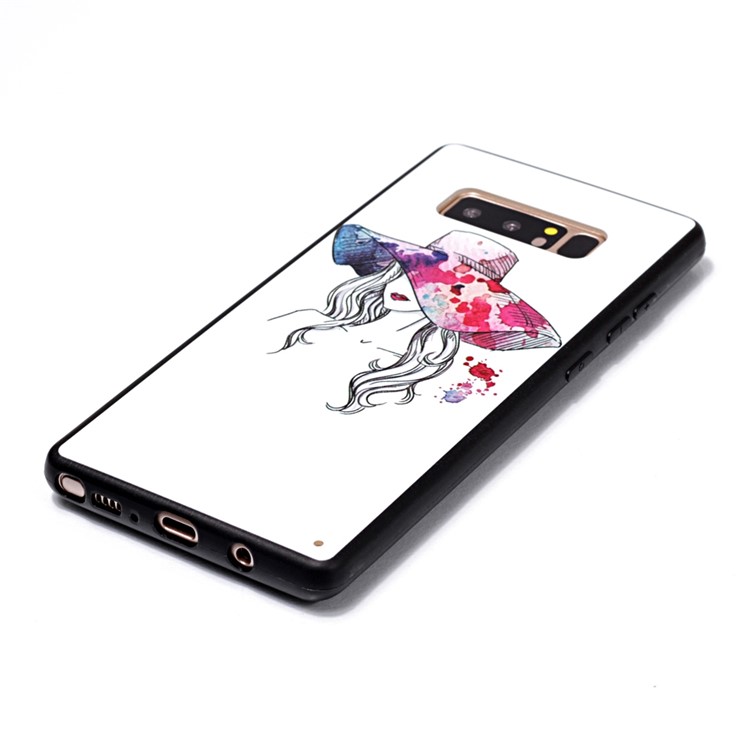 Pattern Printing TPU + PC Hybrid Back Case for Samsung Galaxy Note 8 - Girl Wearing Colorful Hat-2