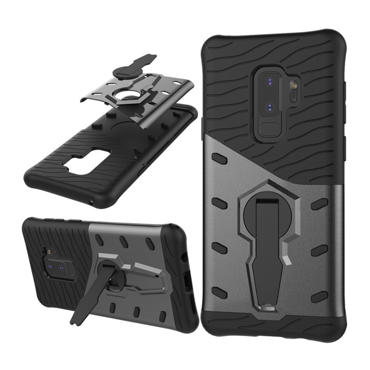 Armor PC + TPU Hybrid Case with 360-Degree Rotary Kickstand for Samsung Galaxy S9+ - Black-1