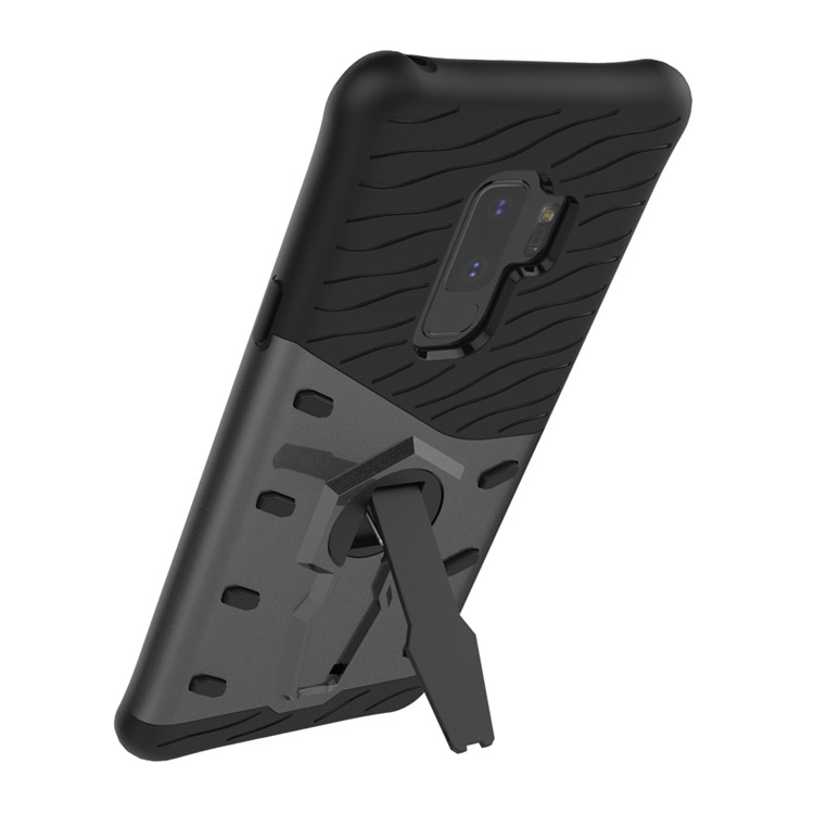 Armor PC + TPU Hybrid Case with 360-Degree Rotary Kickstand for Samsung Galaxy S9+ - Black-2