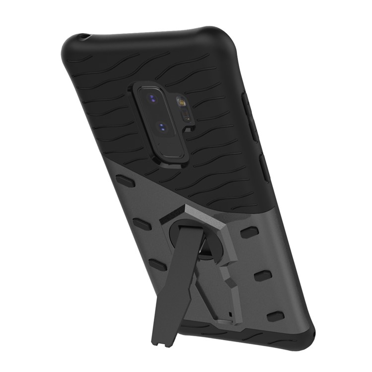 Armor PC + TPU Hybrid Case with 360-Degree Rotary Kickstand for Samsung Galaxy S9+ - Black-3