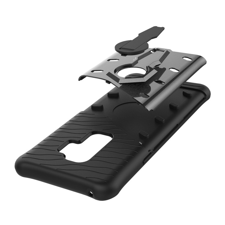 Armor PC + TPU Hybrid Case with 360-Degree Rotary Kickstand for Samsung Galaxy S9+ - Black-6
