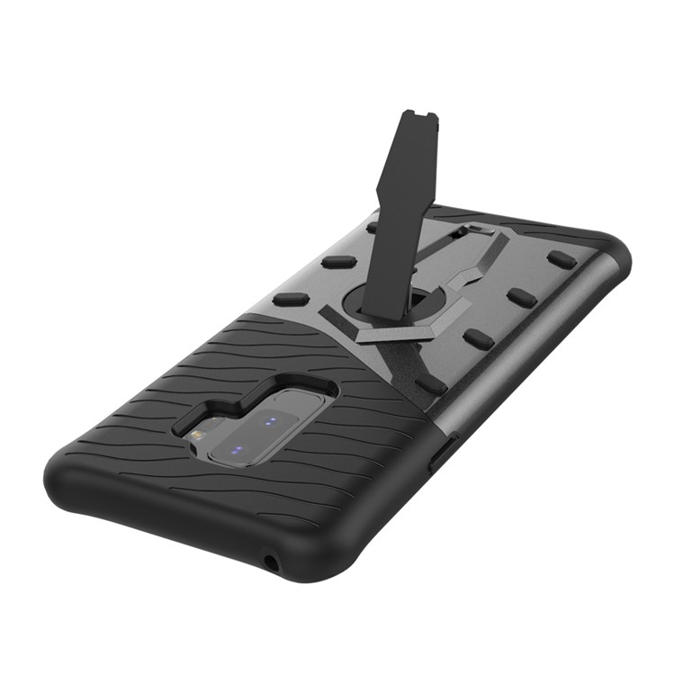 Armor PC + TPU Hybrid Case with 360-Degree Rotary Kickstand for Samsung Galaxy S9+ - Black-7