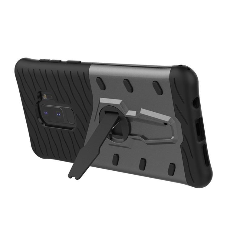 Armor PC + TPU Hybrid Case with 360-Degree Rotary Kickstand for Samsung Galaxy S9+ - Black-8