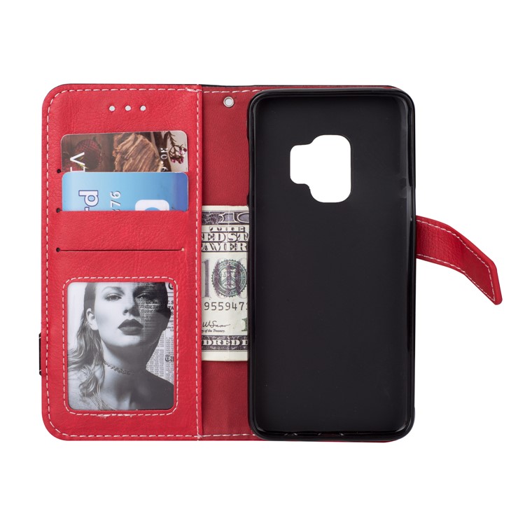 Two-color Design Leather Wallet Case for Samsung Galaxy S9 - Black-6