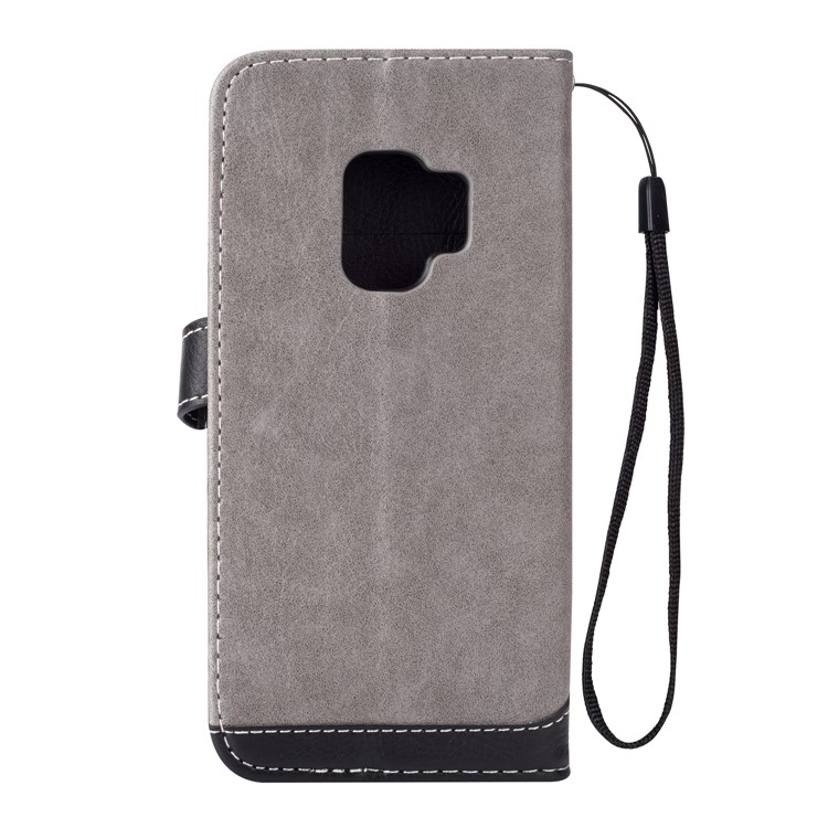 Two-color Design Leather Wallet Cover for Samsung Galaxy S9 G960 - Grey-3