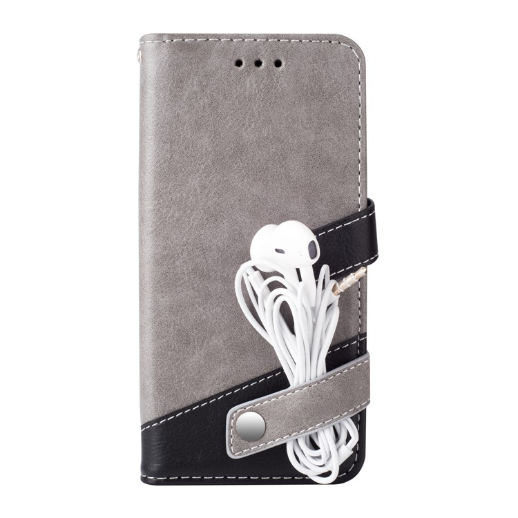 Two-color Design Leather Wallet Cover for Samsung Galaxy S9 G960 - Grey-5