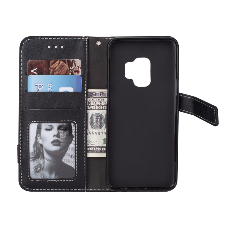 Two-color Design Leather Wallet Cover for Samsung Galaxy S9 G960 - Grey-6