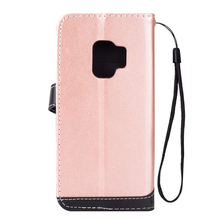 Two-color Design Wallet Leather Stand Case for Samsung Galaxy S9 G960 - Rose Gold-3