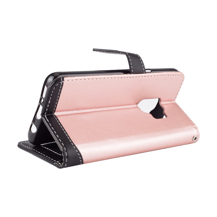 Two-color Design Wallet Leather Stand Case for Samsung Galaxy S9 G960 - Rose Gold-4