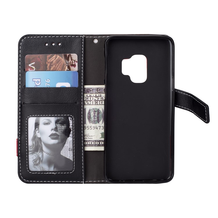 Two-color Design Wallet Leather Stand Case for Samsung Galaxy S9 G960 - Rose Gold-6