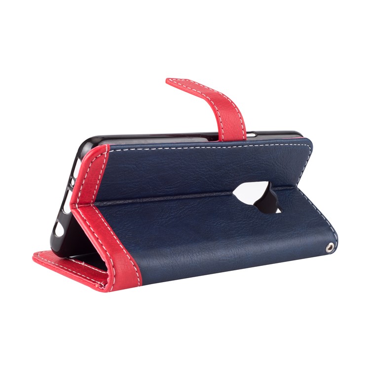 Two-color Design Wallet Leather Stand Cover for Samsung Galaxy S9 G960 - Dark Blue-4