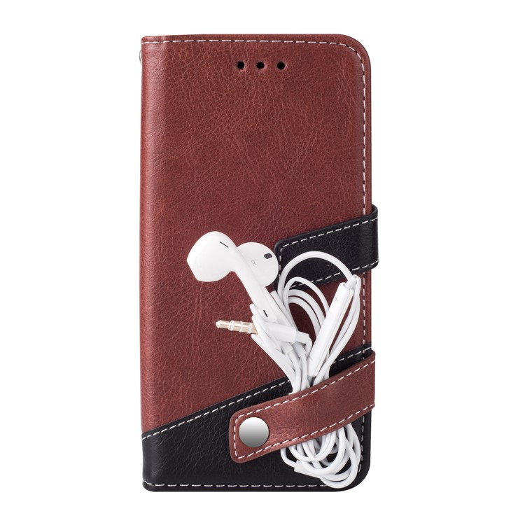 Two-color Design Cell Phone Leather Wallet Case for Samsung Galaxy S9 - Brown-5