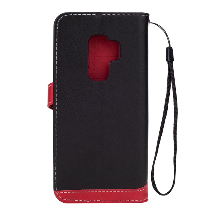 Two-color Design Leather Wallet Case for Samsung Galaxy S9+ - Black-3