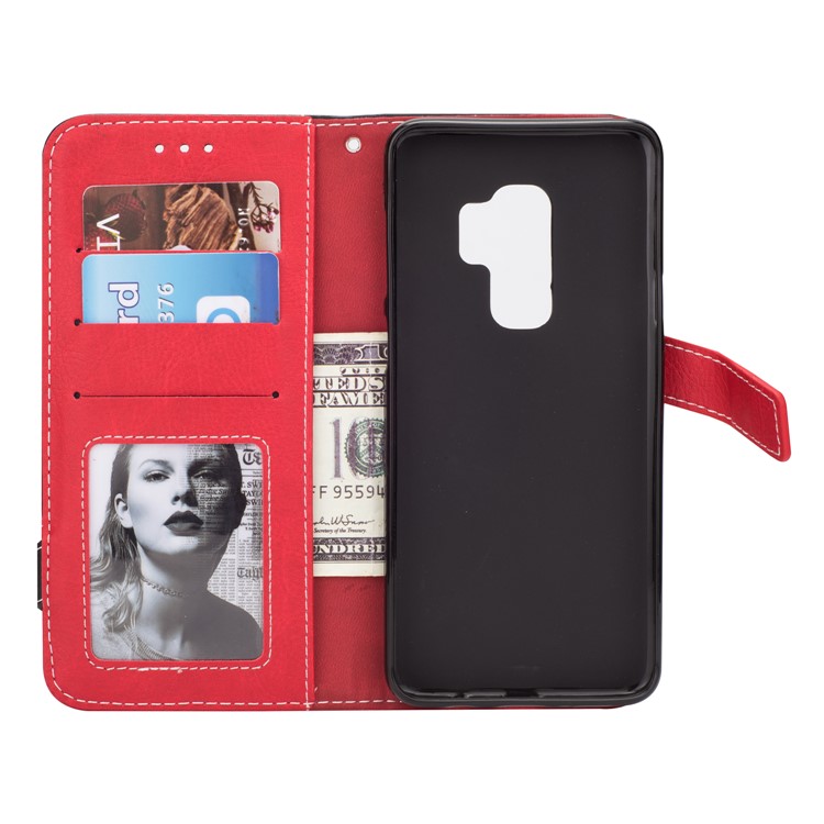 Two-color Design Leather Wallet Case for Samsung Galaxy S9+ - Black-4