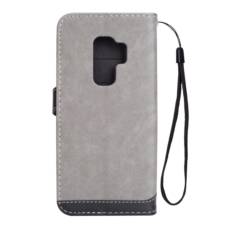 Two-color Design Leather Wallet Cover for Samsung Galaxy S9+ - Grey-3