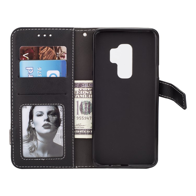 Two-color Design Leather Wallet Cover for Samsung Galaxy S9+ - Grey-4